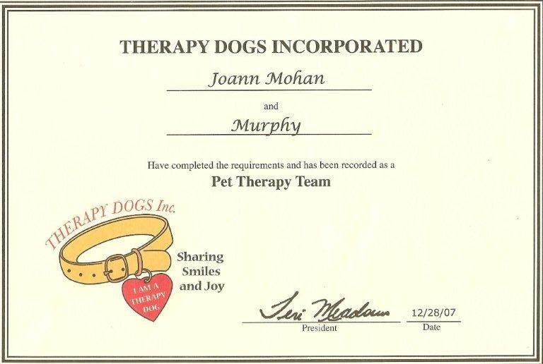 Therapy Dog Certificate Printable Printable Blank World